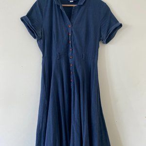 Collectif Vintage - Navy Midi Dress